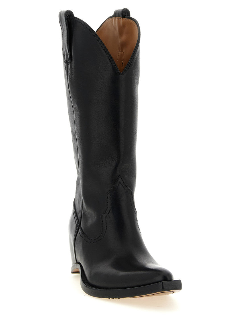 Black Solid Heel-Less Boots 2