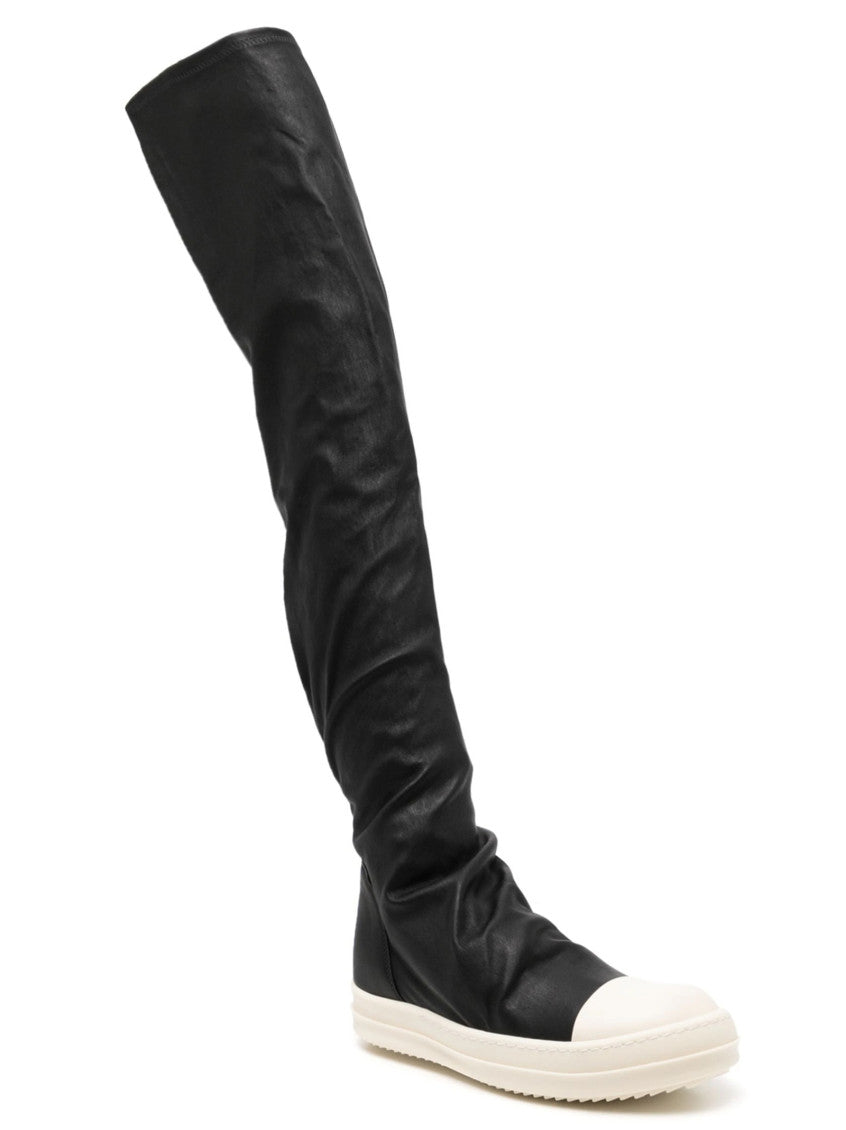BlackWhite Solid High Stocking Sneaks Boots 2