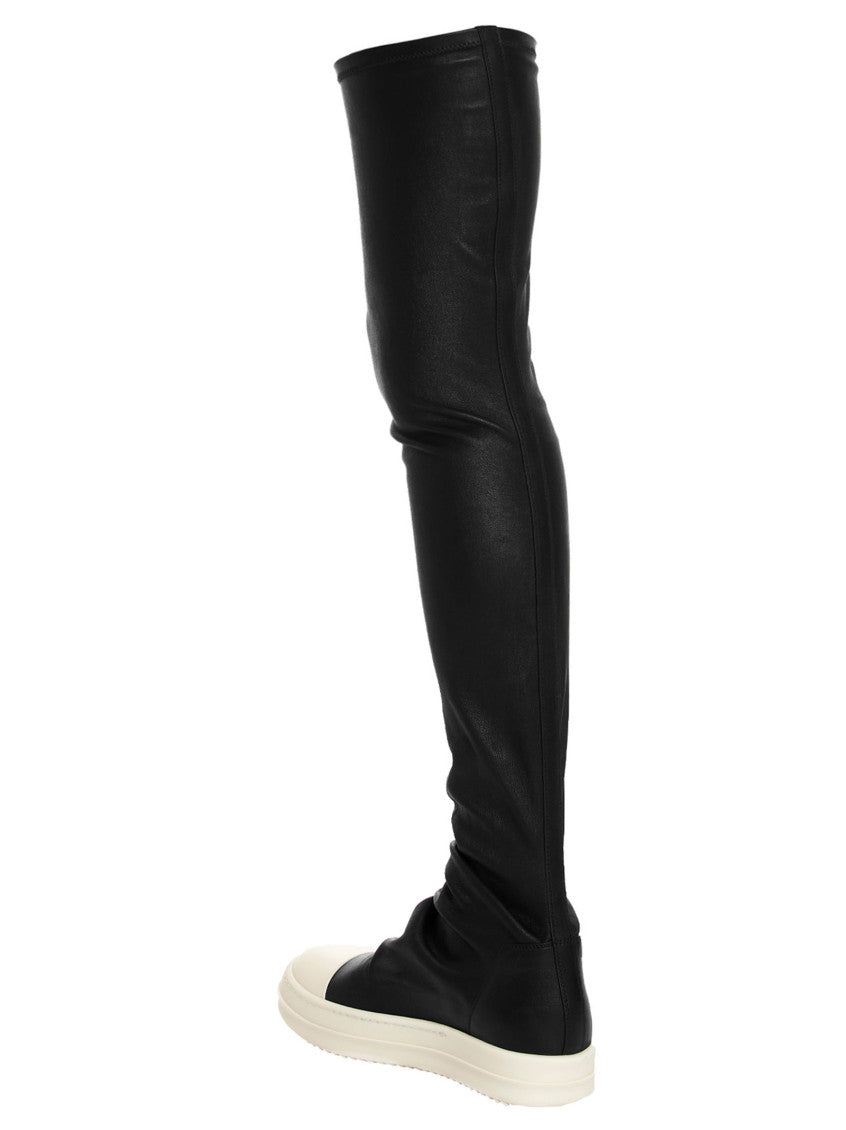BlackWhite Solid High Stocking Sneaks Boots 3