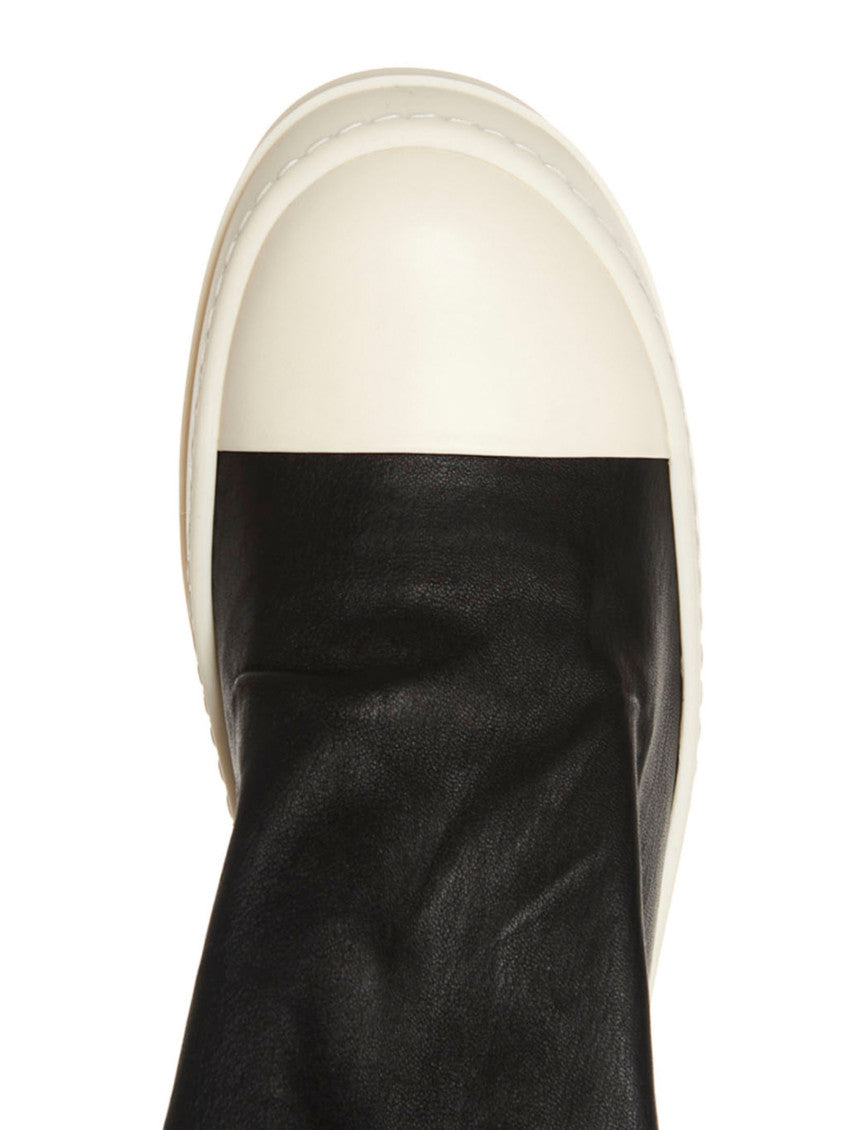BlackWhite Solid High Stocking Sneaks Boots 4
