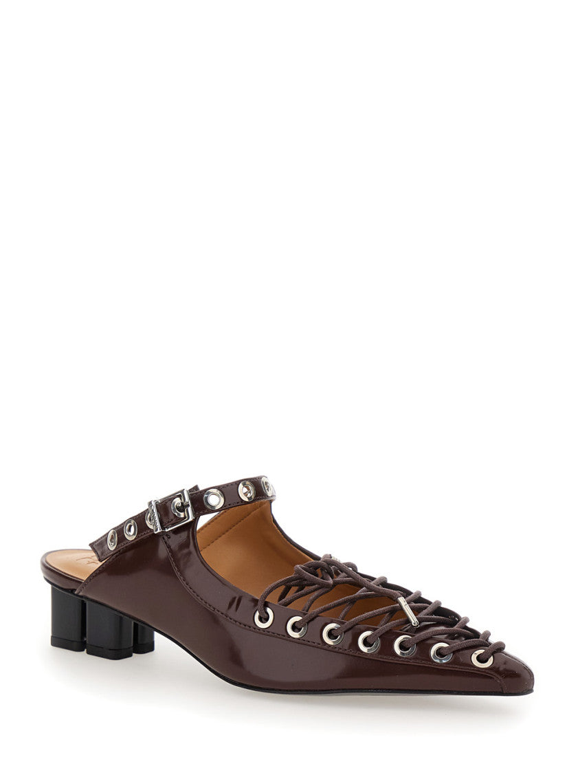 Brown Lace Up Mules 2