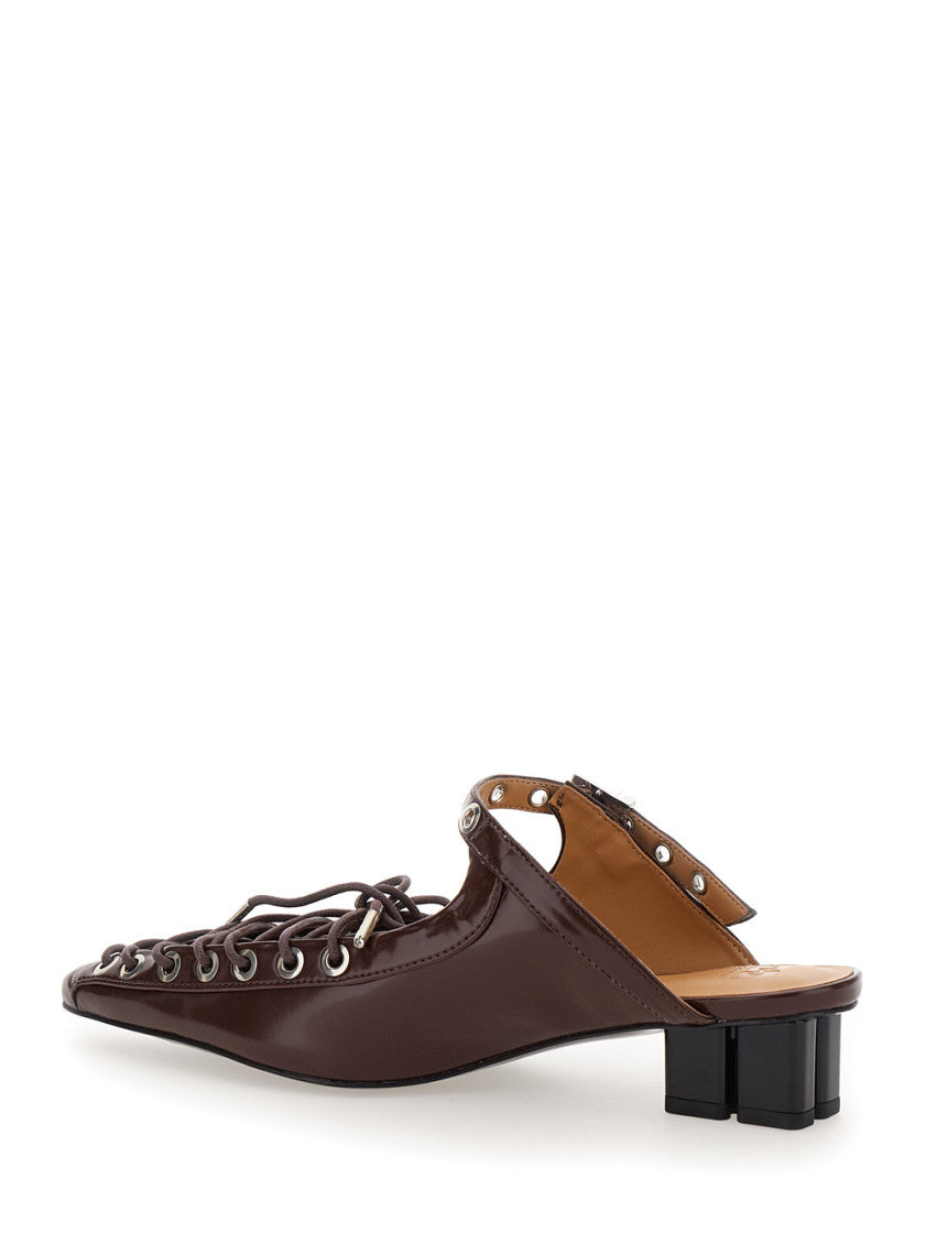 Brown Lace Up Mules 3