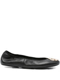 Black Leather Ballet Flats 1