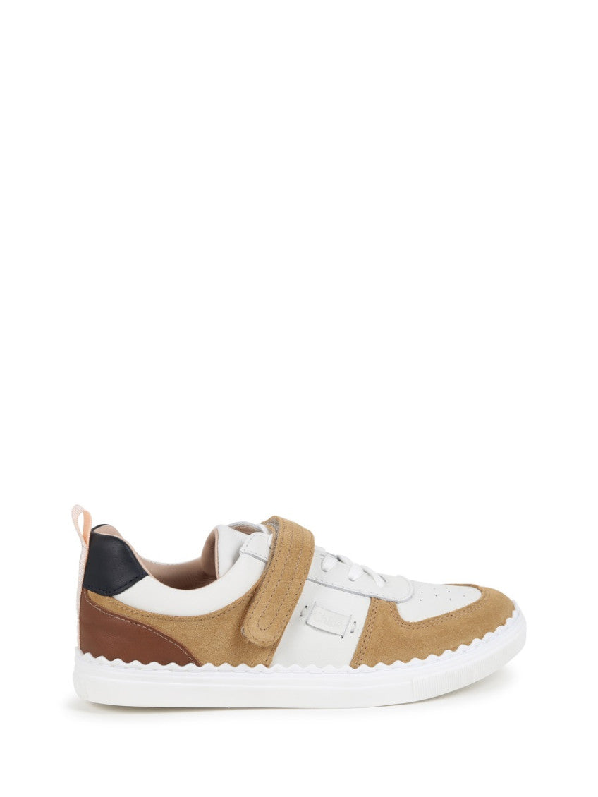 Girls Beige Color-Block Sneakers 1
