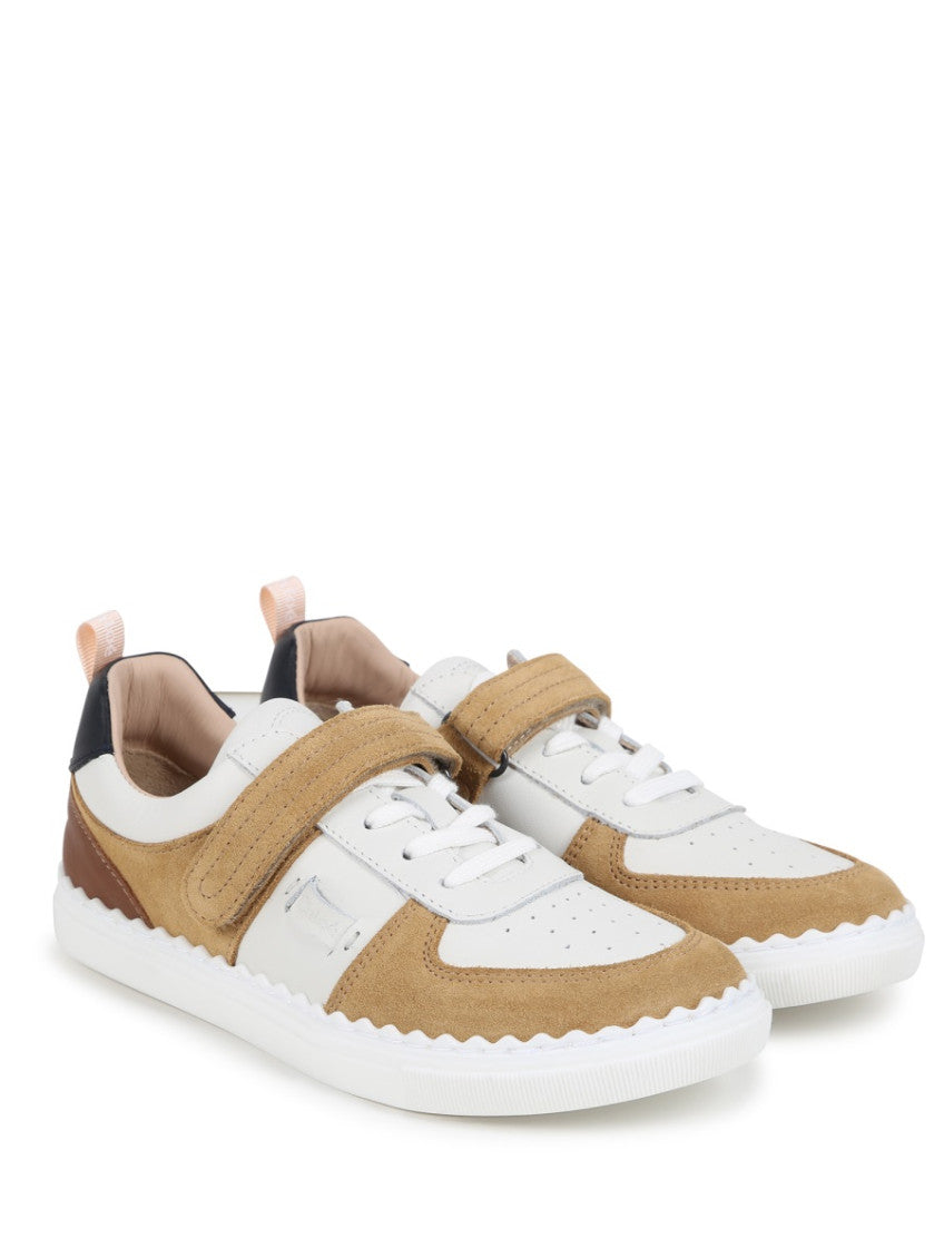 Girls Beige Color-Block Sneakers 2