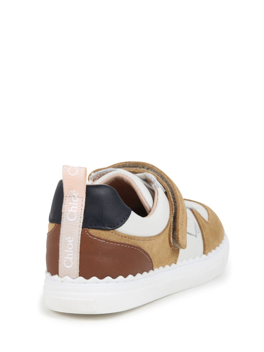Girls Beige Color-Block Sneakers 3