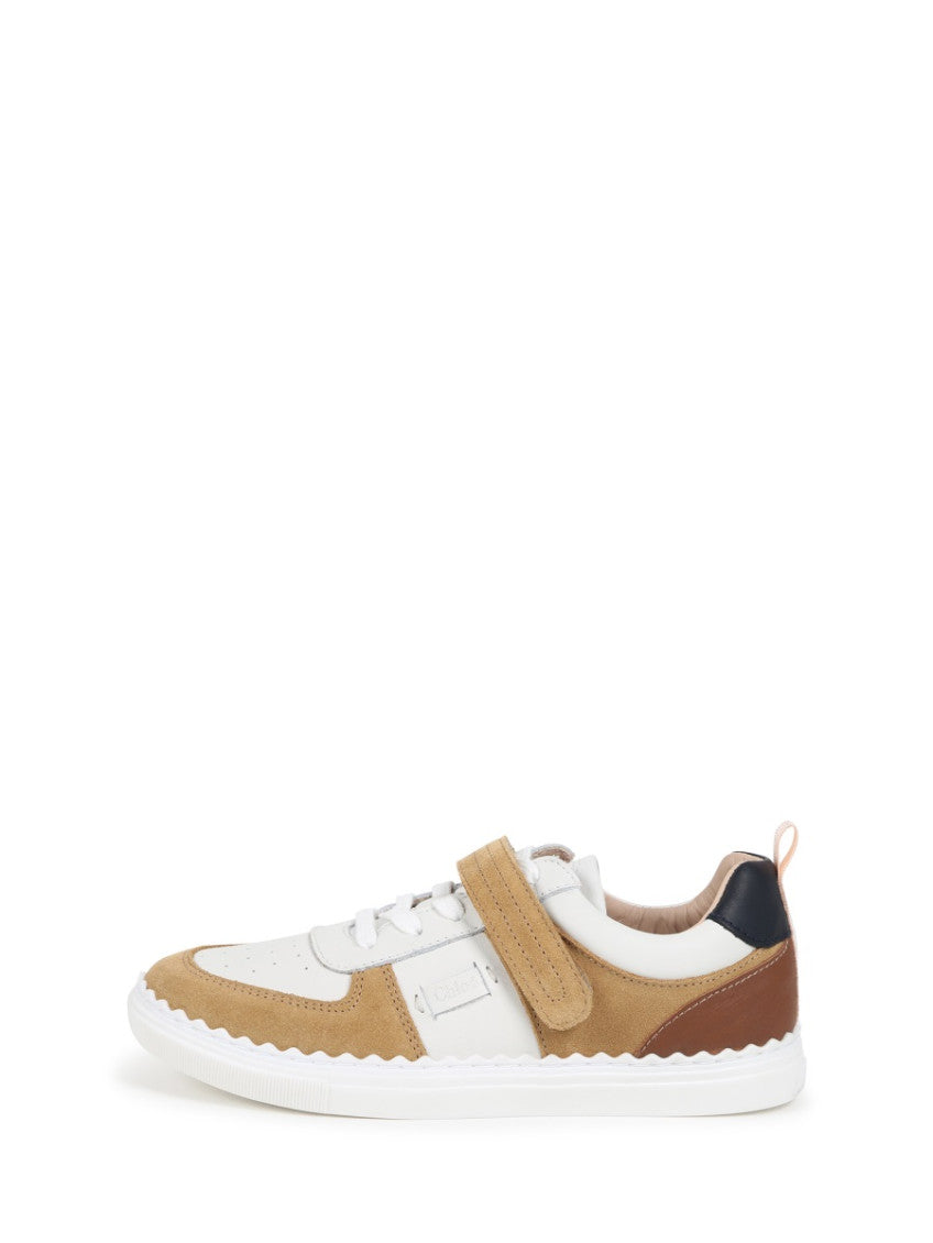 Girls Beige Color-Block Sneakers 5