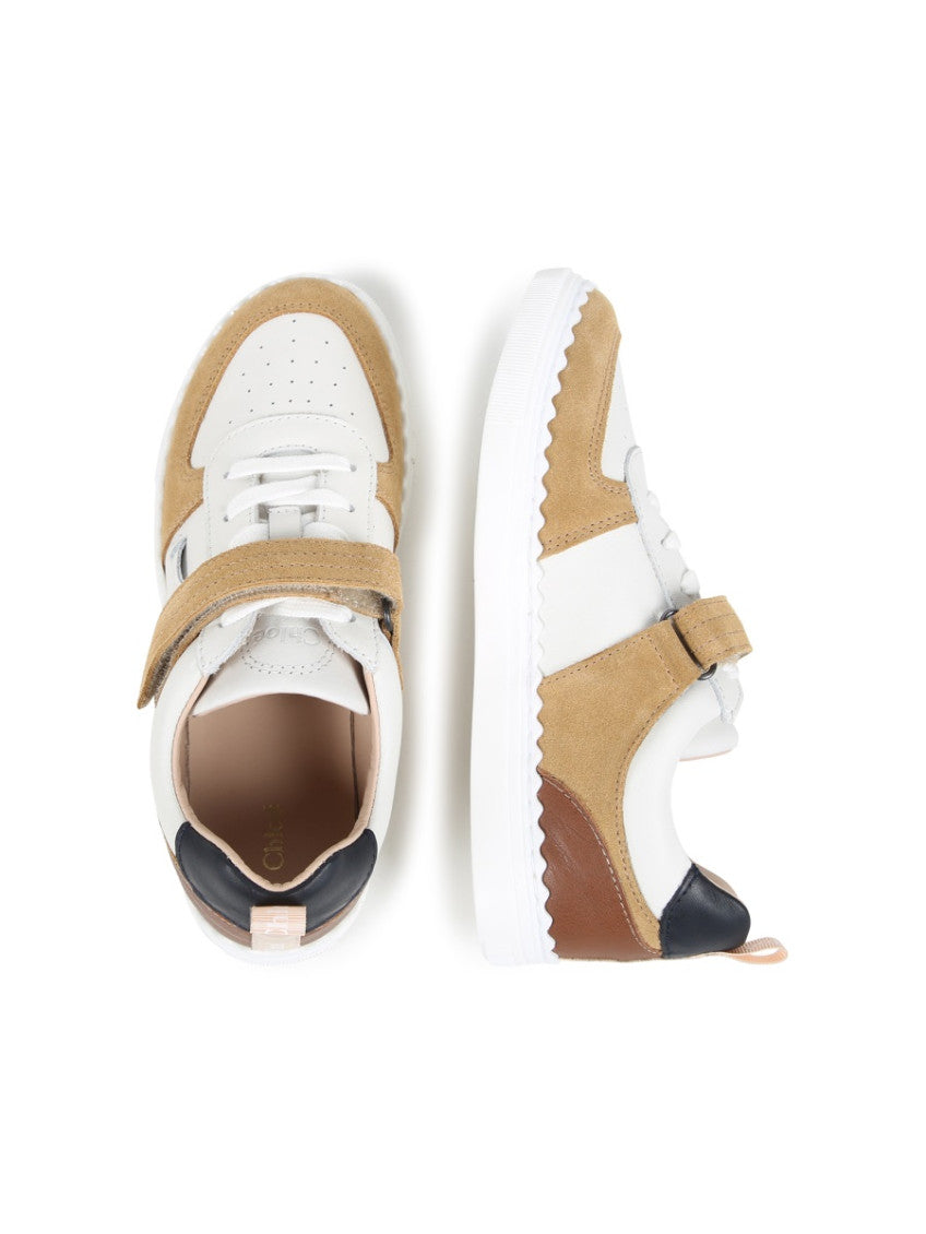 Girls Beige Color-Block Sneakers 6