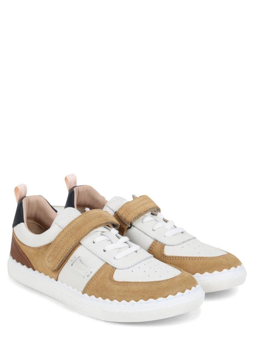 Girls Beige Color-Block Sneakers 8