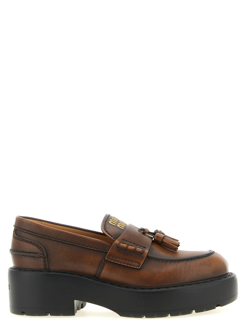 Brown Logo Tassel Loafers 1