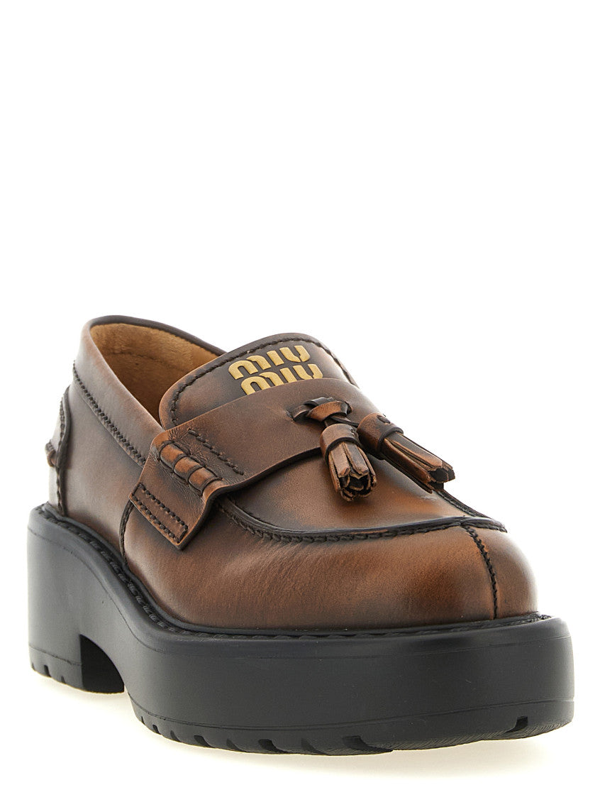 Brown Logo Tassel Loafers 2
