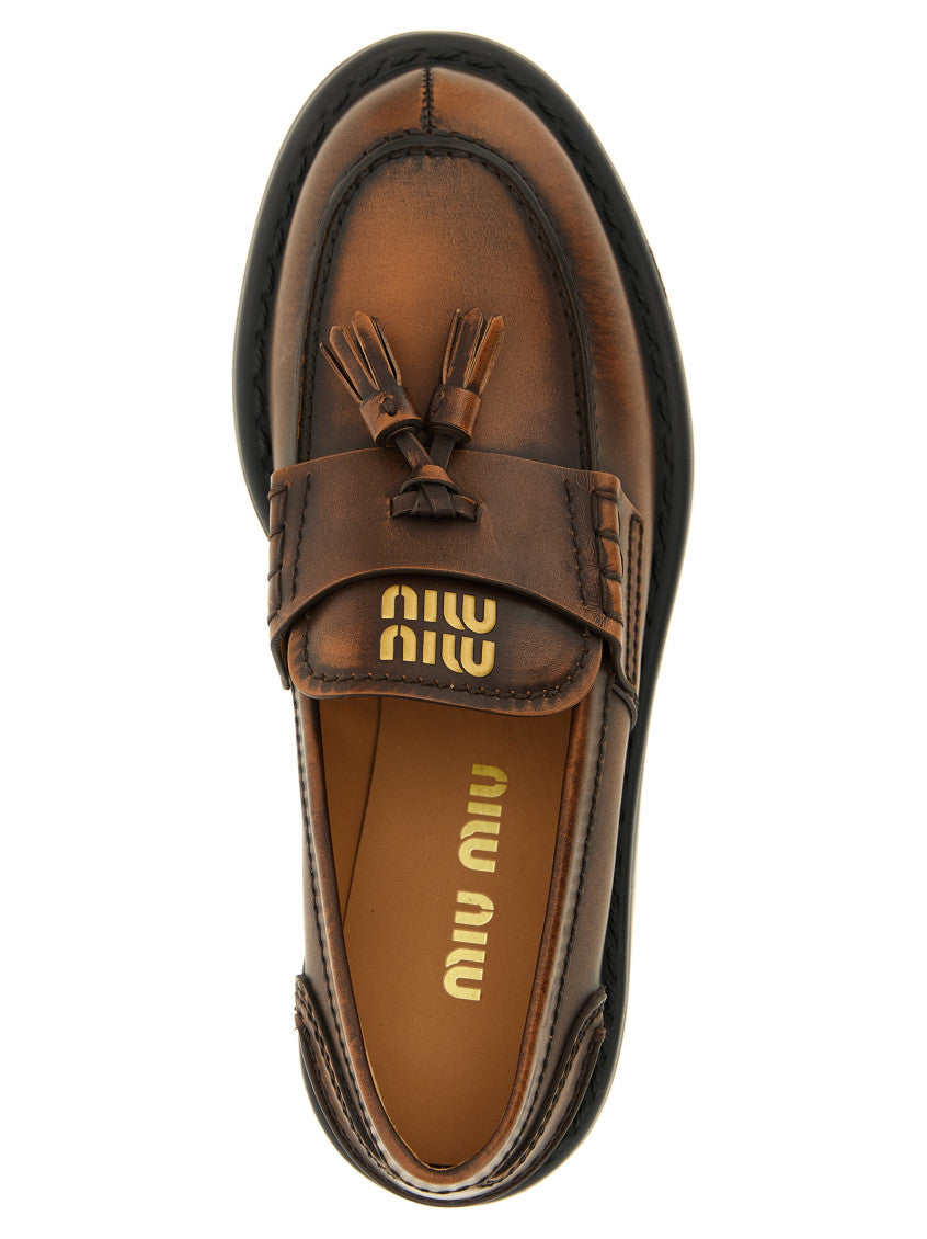 Brown Logo Tassel Loafers 4