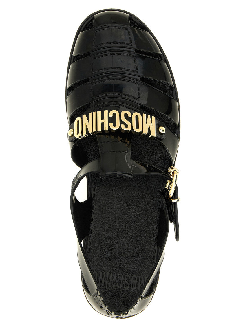Black Logo Collection Sandals 4