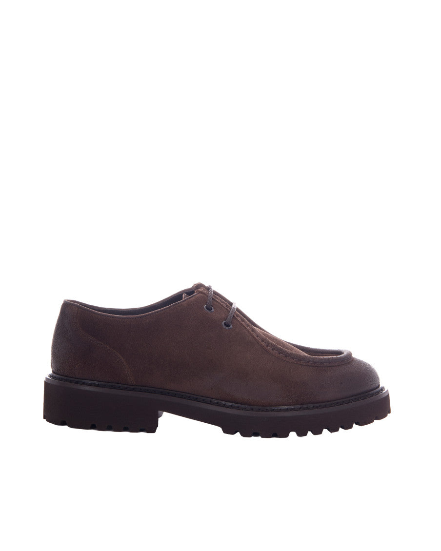 Brown Solid Lace Up Shoes 1