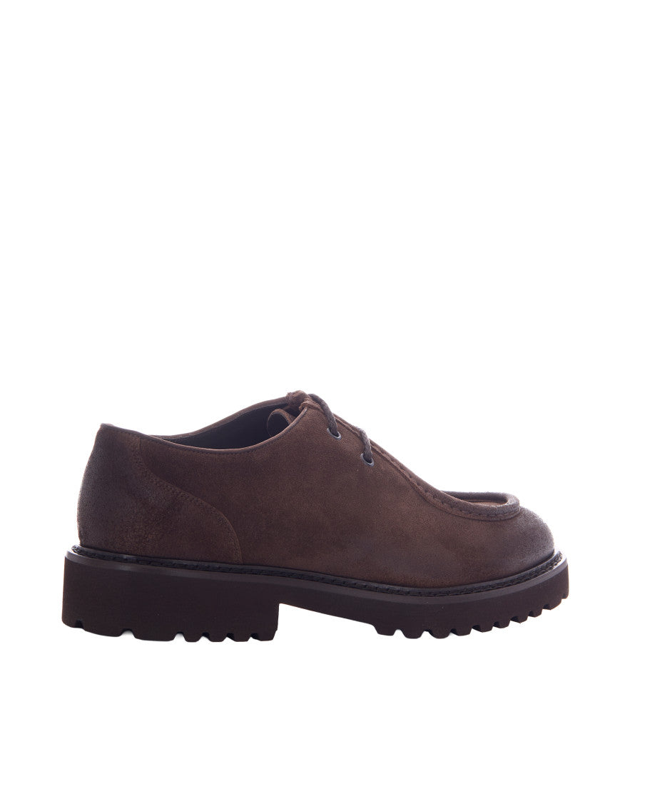 Brown Solid Lace Up Shoes 2