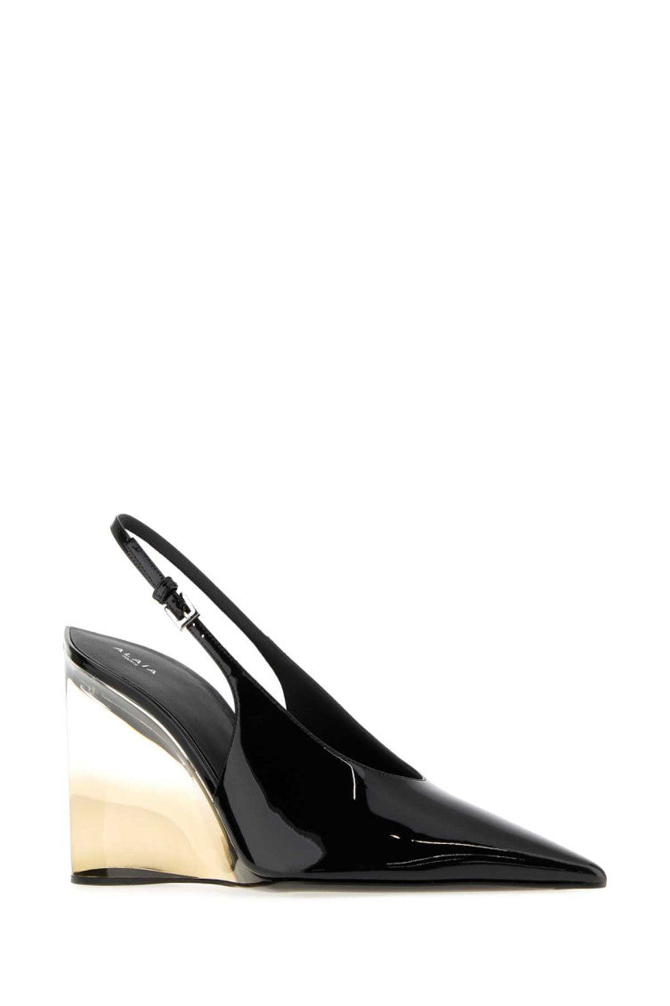 Black Leather Wedges 1