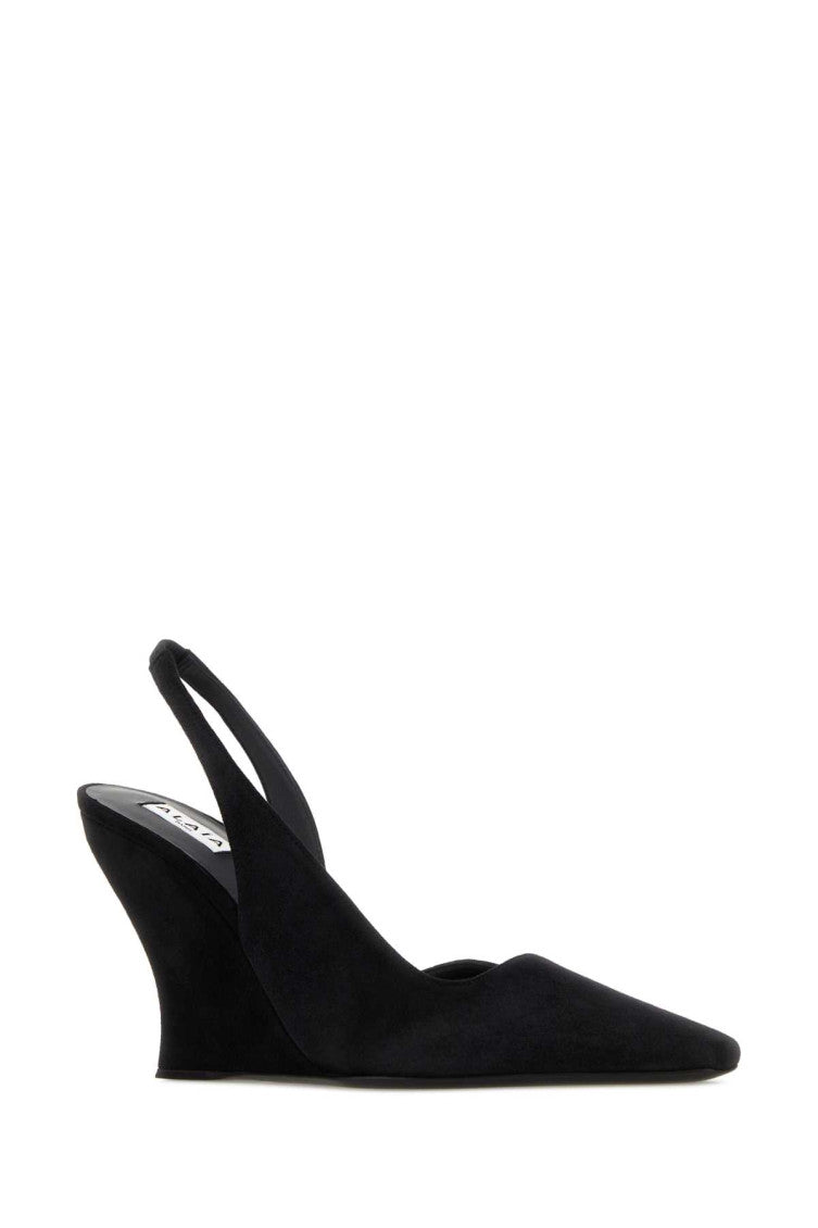 Black Suede Wave Wedges 1