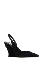 Black Suede Wave Wedges 1
