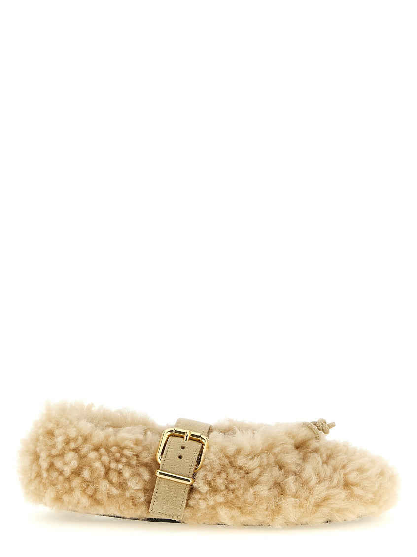 Beige Solid Ballet Flats 1