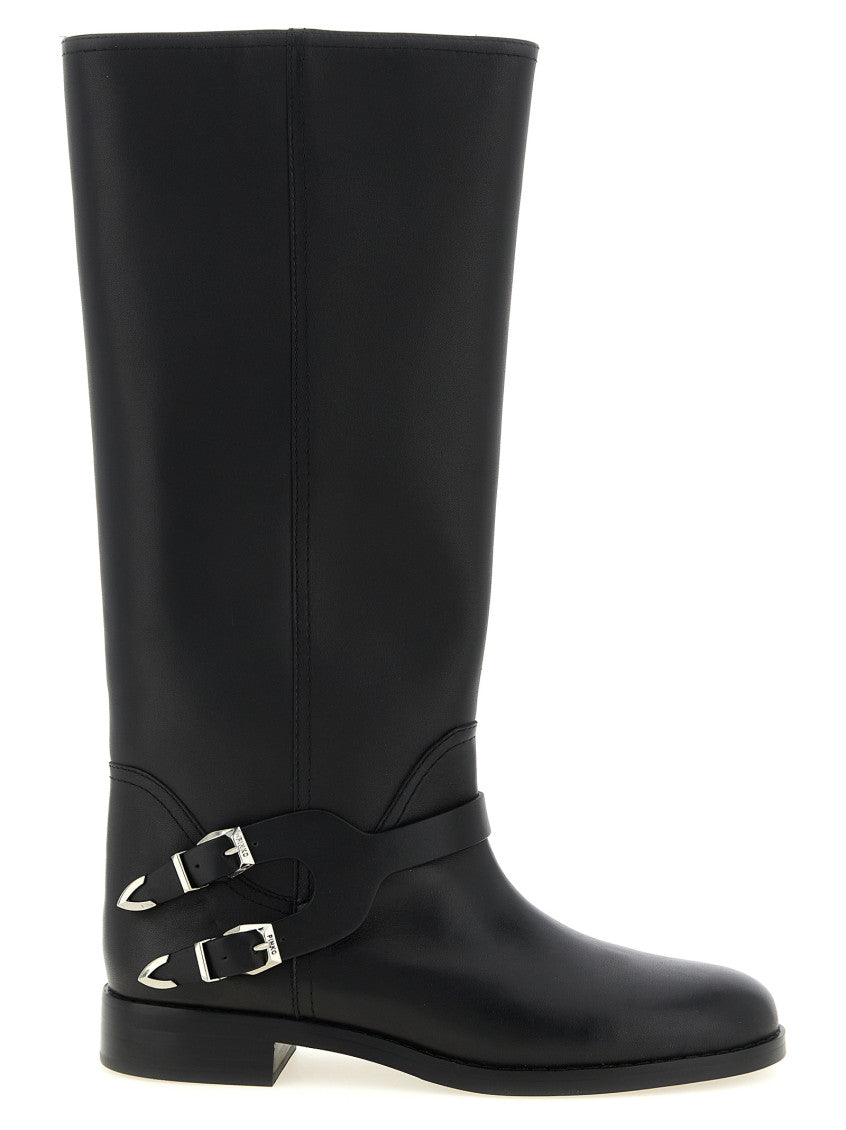 Black Leather Cheval Boots 1