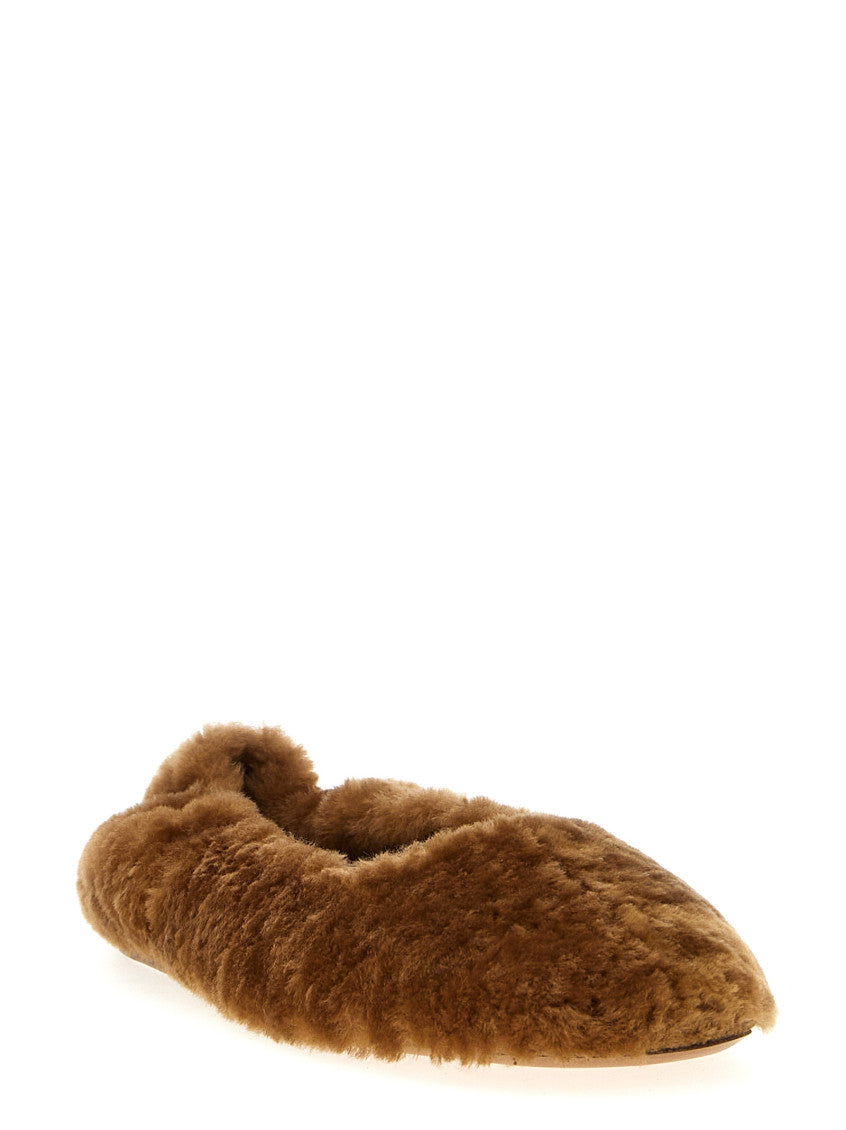 Brown Fur Ballet Flats 2