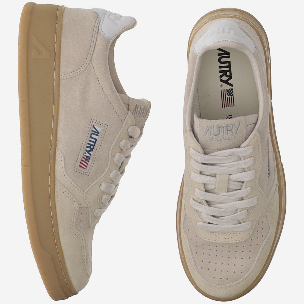 Beige Medalist Low Suede Sneakers 2