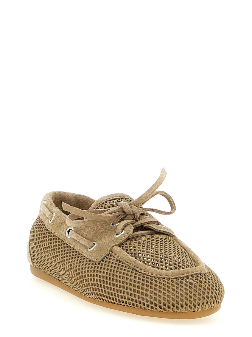Beige Lace Up Loafers 2