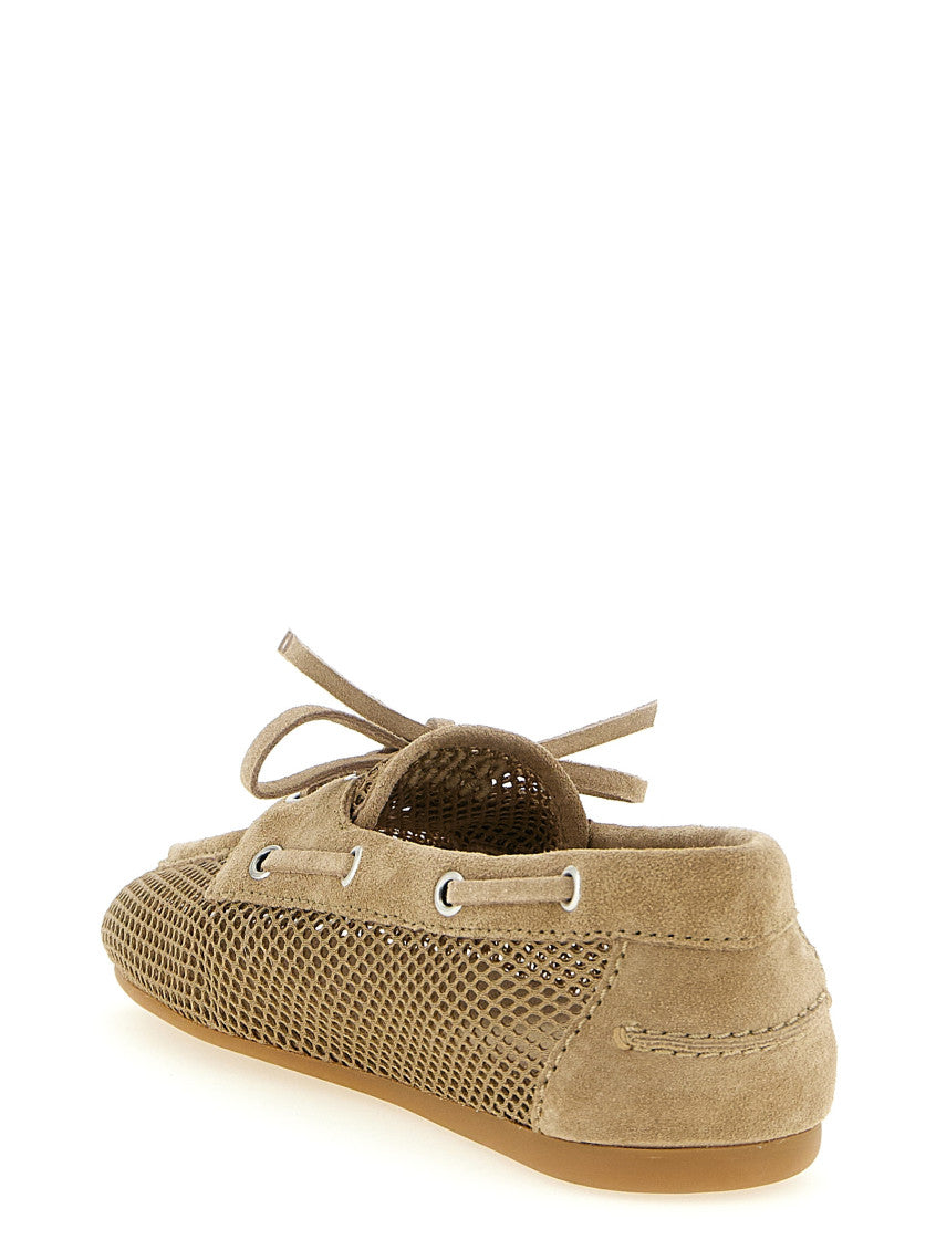 Beige Lace Up Loafers 3