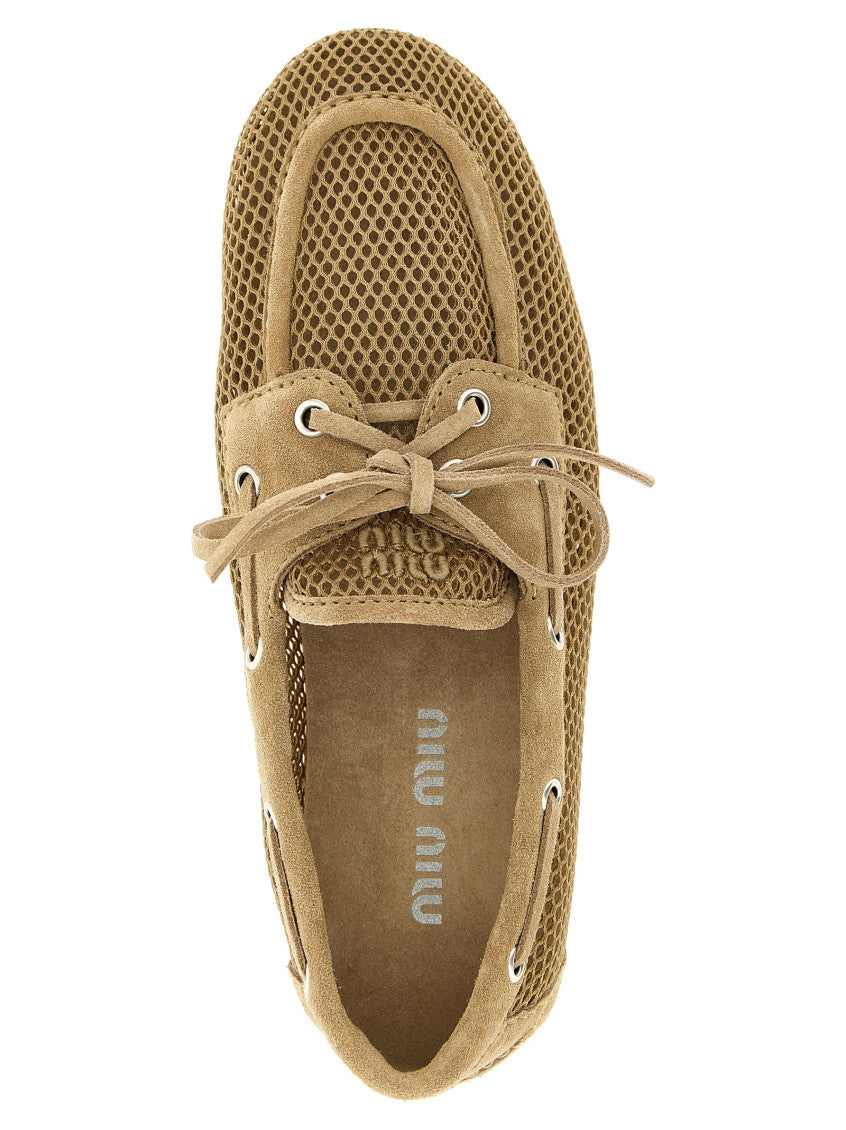 Beige Lace Up Loafers 4