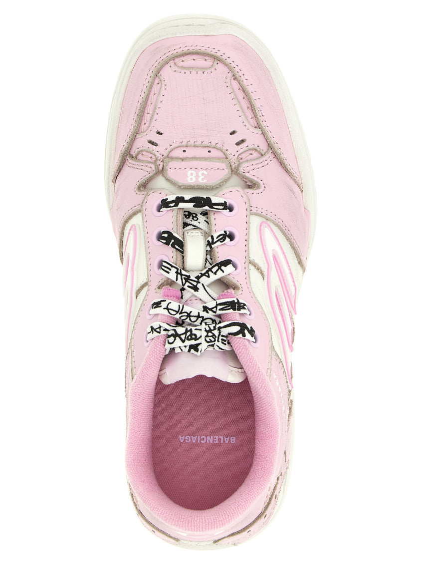 Pink Lace Up Sneakers 4