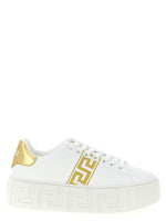 Gold White Lace-Up Sneakers 1