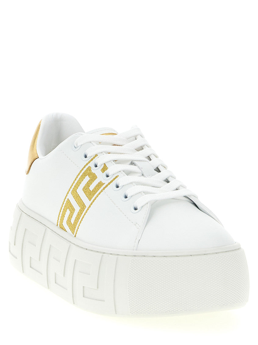 Gold White Lace-Up Sneakers 2