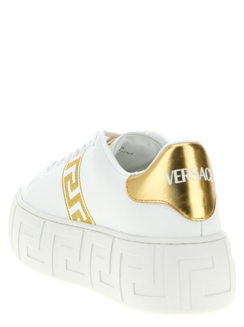 Gold White Lace-Up Sneakers 3