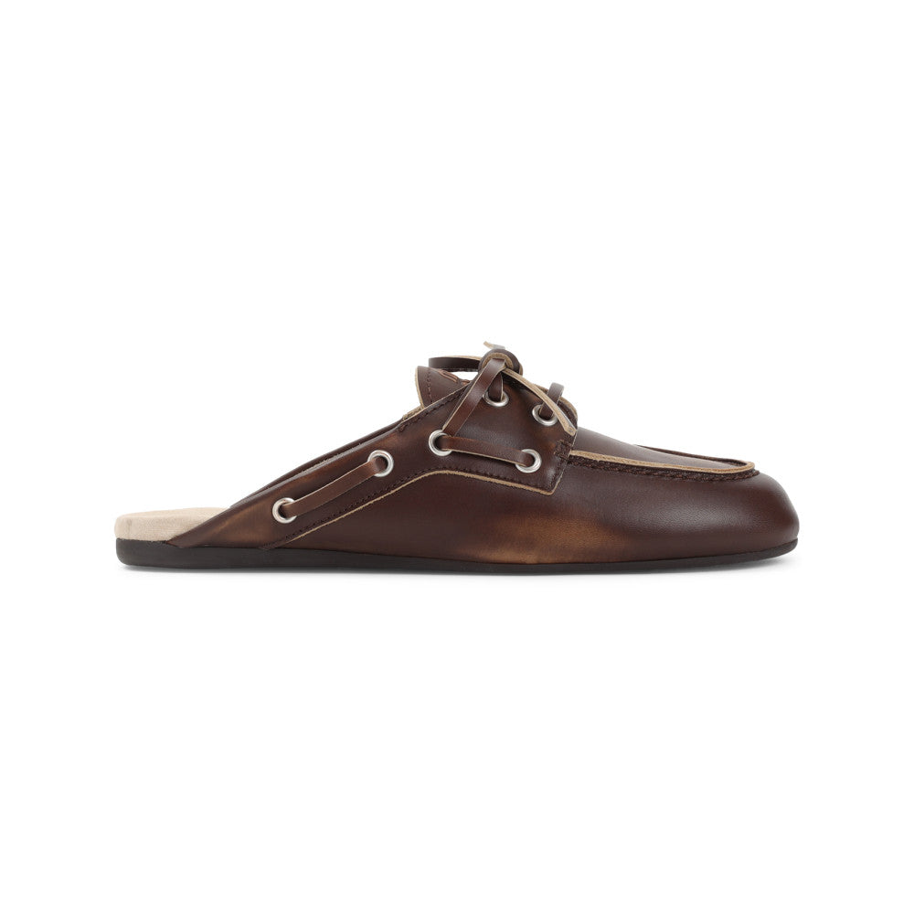 Brown Leather Mules 1