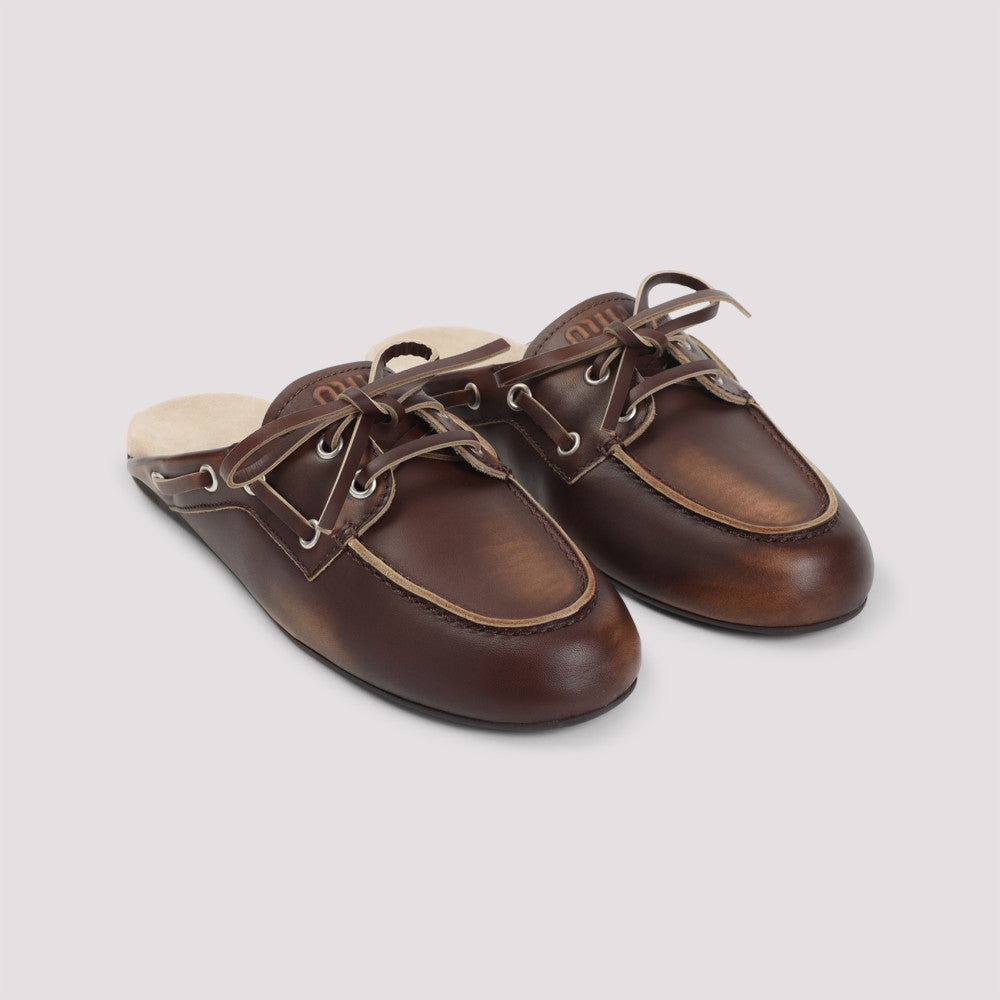 Brown Leather Mules 5