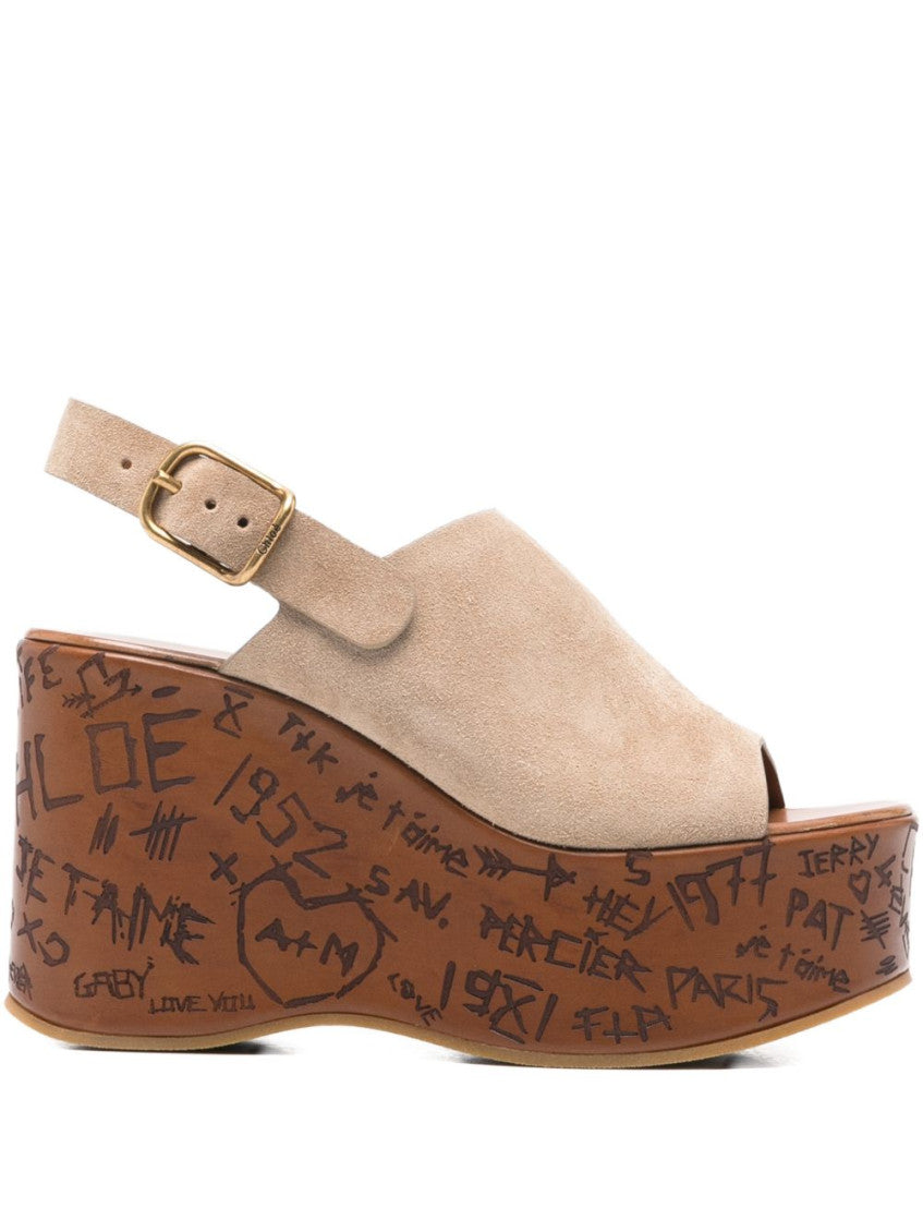Sand Beige Open Toe Wedges 1