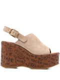 Sand Beige Open Toe Wedges 1