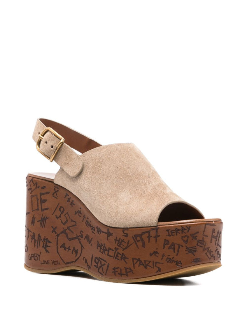 Sand Beige Open Toe Wedges 3