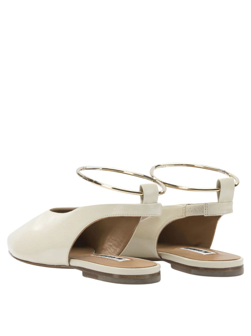 Off White Leather Ballet Flats 3