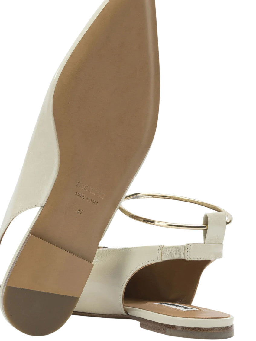 Off White Leather Ballet Flats 4