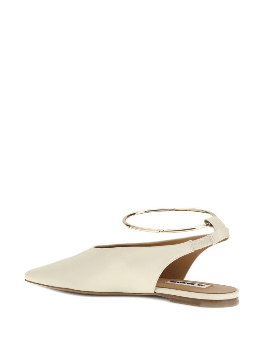 Off White Leather Ballet Flats 6