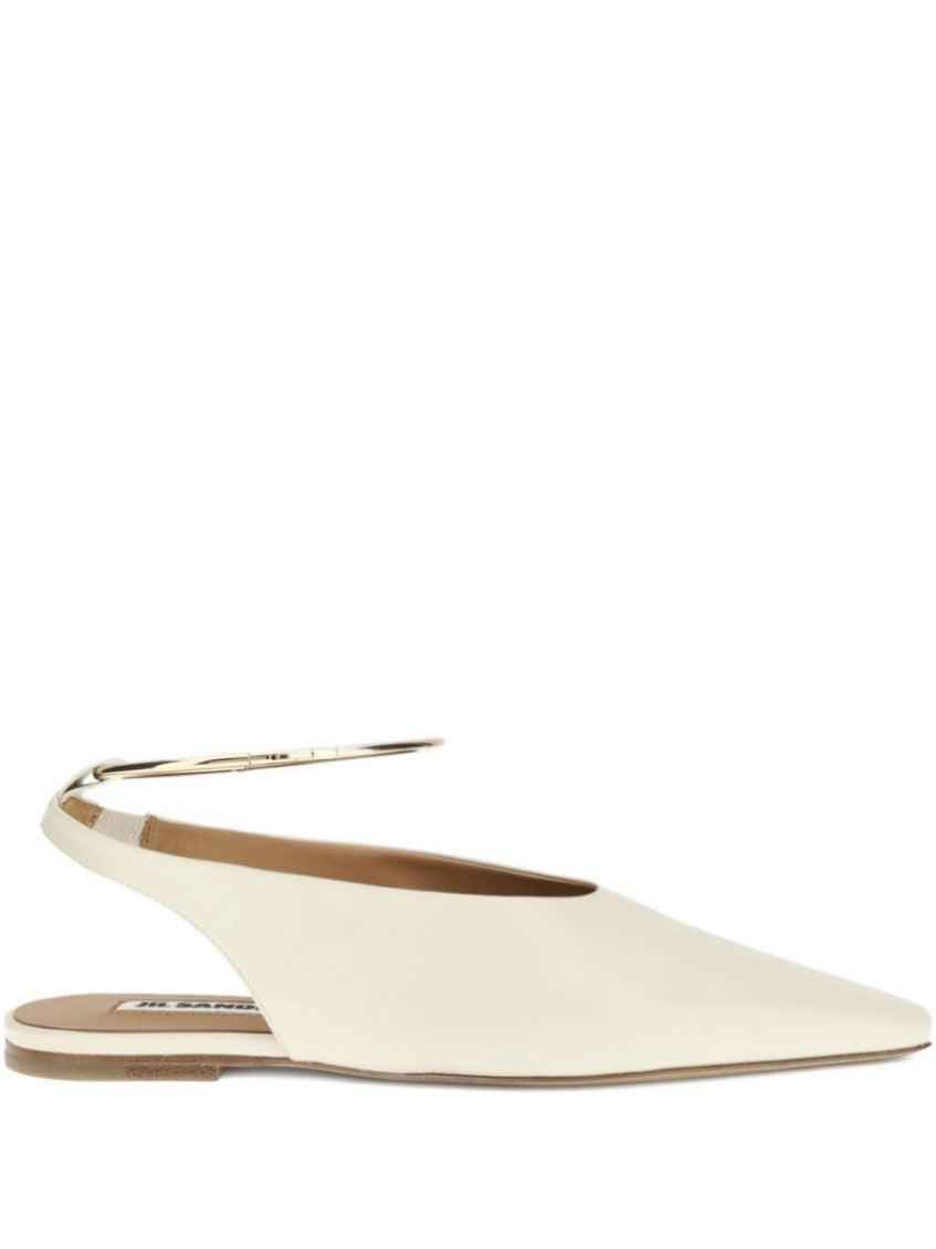 Off White Leather Ballet Flats 7