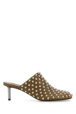 Khaki Leather Mules 1