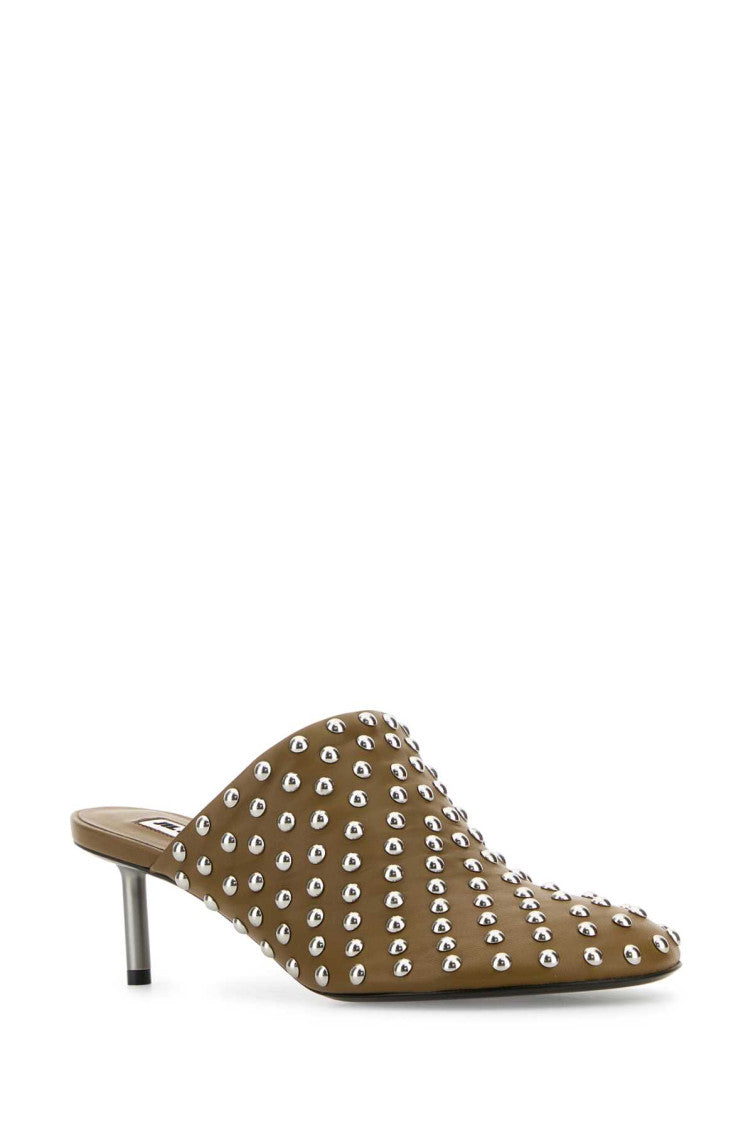 Khaki Leather Mules 2