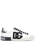 White Logo Leather Sneakers 1