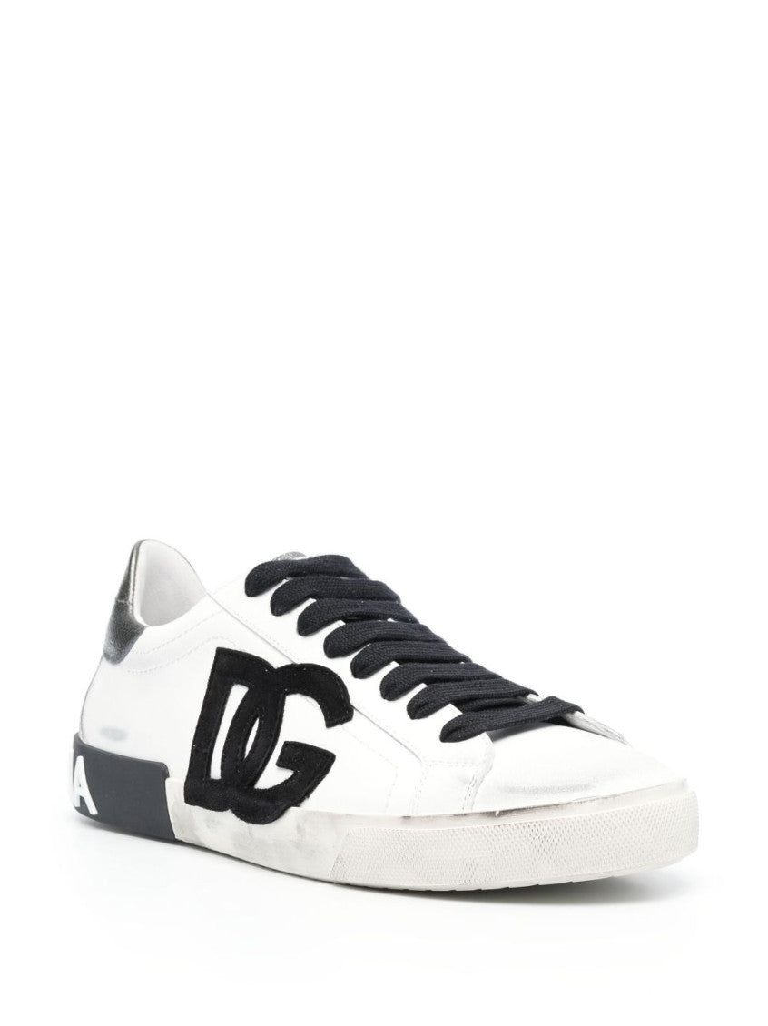 White Logo Leather Sneakers 2