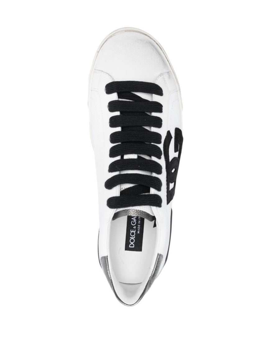 White Logo Leather Sneakers 3