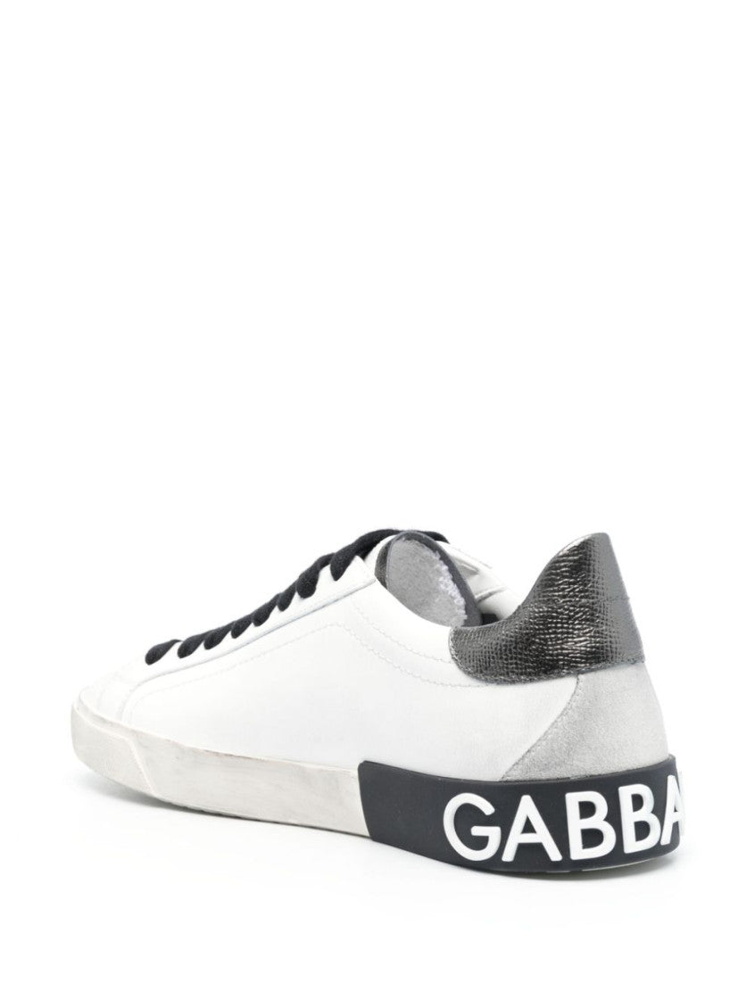 White Logo Leather Sneakers 4