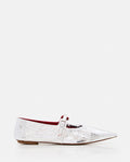 Silver Leather Ballet Flats 1