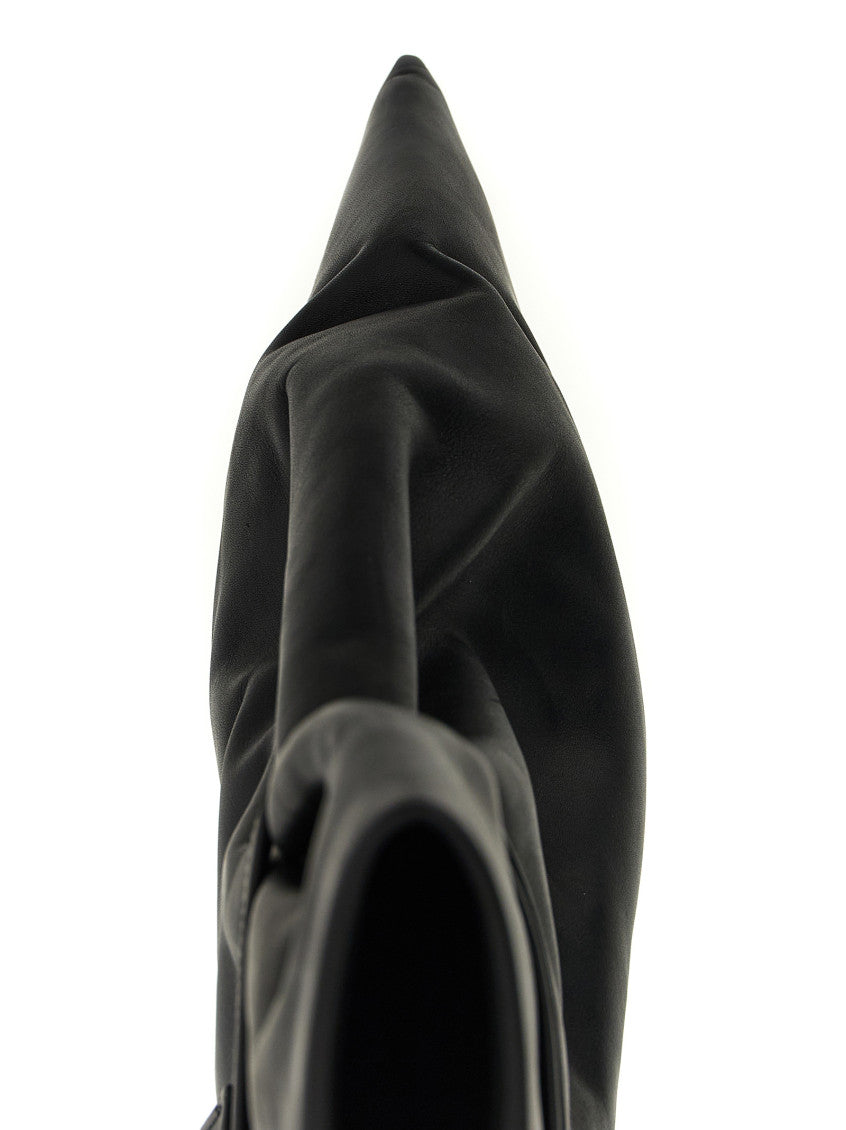Black Solid Tied Taco Kiss Boots 4